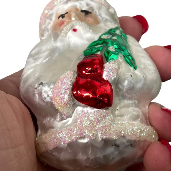 Vintage Inge Glas Ornament Father Frost White Santa Mercury Glass Germany 4096? - Picture 14 of 16